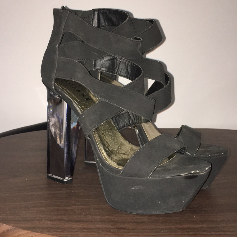 Illusionist Faux Nubuck Lucite Heels
